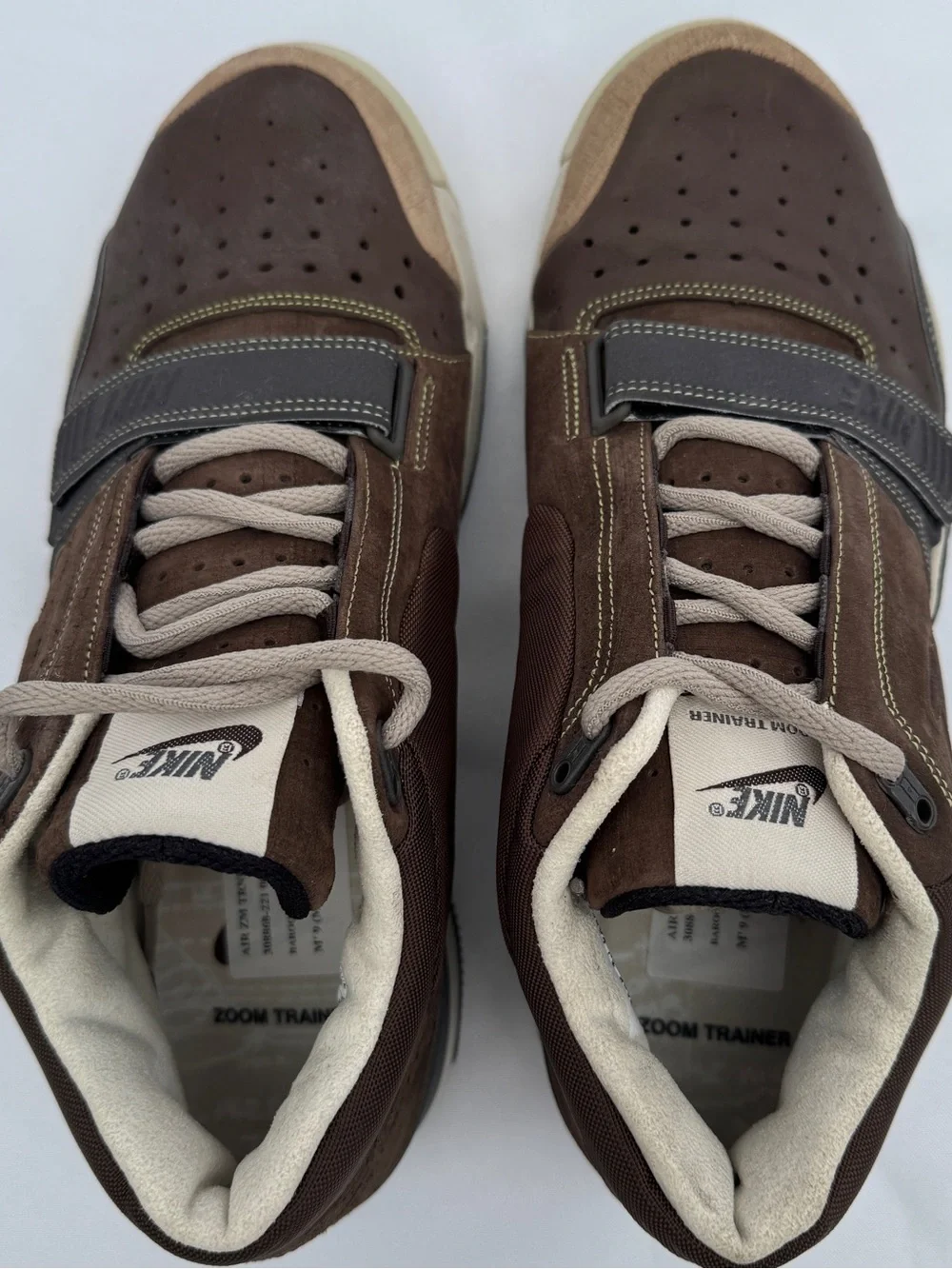 Nike Zoom Air Trainers Men’s Brown Leather Athletic Sneakers Sample size 9